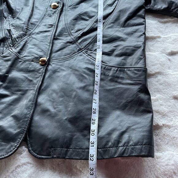 🔥Vintage 90s Pelle New York Milano Classic Seam Leather Jacket Oversized Baggy - Picture 15 of 16